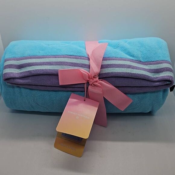 Stoney Clover Lane x Target Beach Towel Rainbow Embossed Blue With Purple/Stripe - Picture 1 of 5